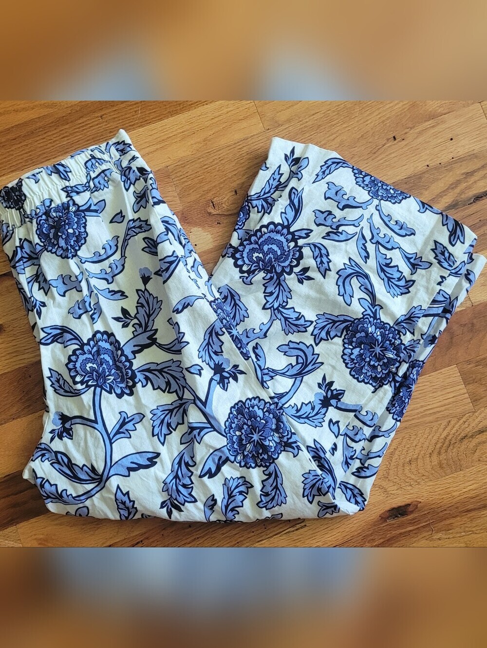 Joie Wide Leg Cropped Linen Blend Pant Women's Size 4 Floral Clean Girl Soft